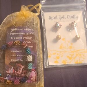 Colorful Beaded Bracelet and Earrings Set